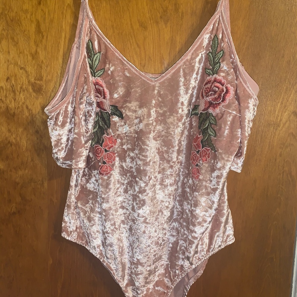 Floral Velvet pink bodysuit.